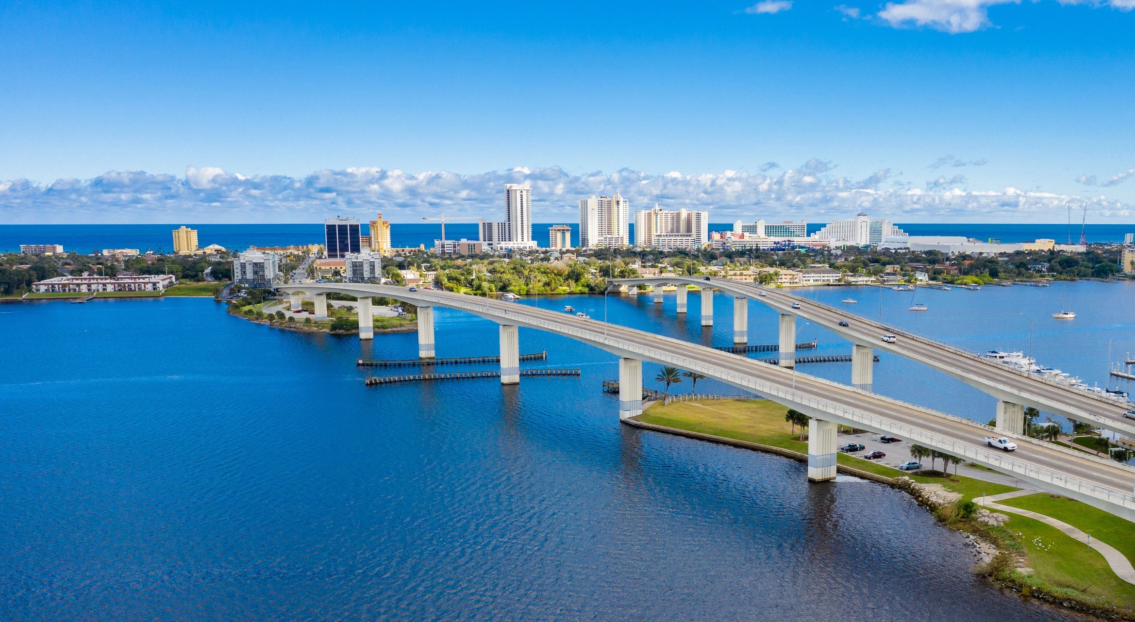 Florida coastal skyline and waterfront living view