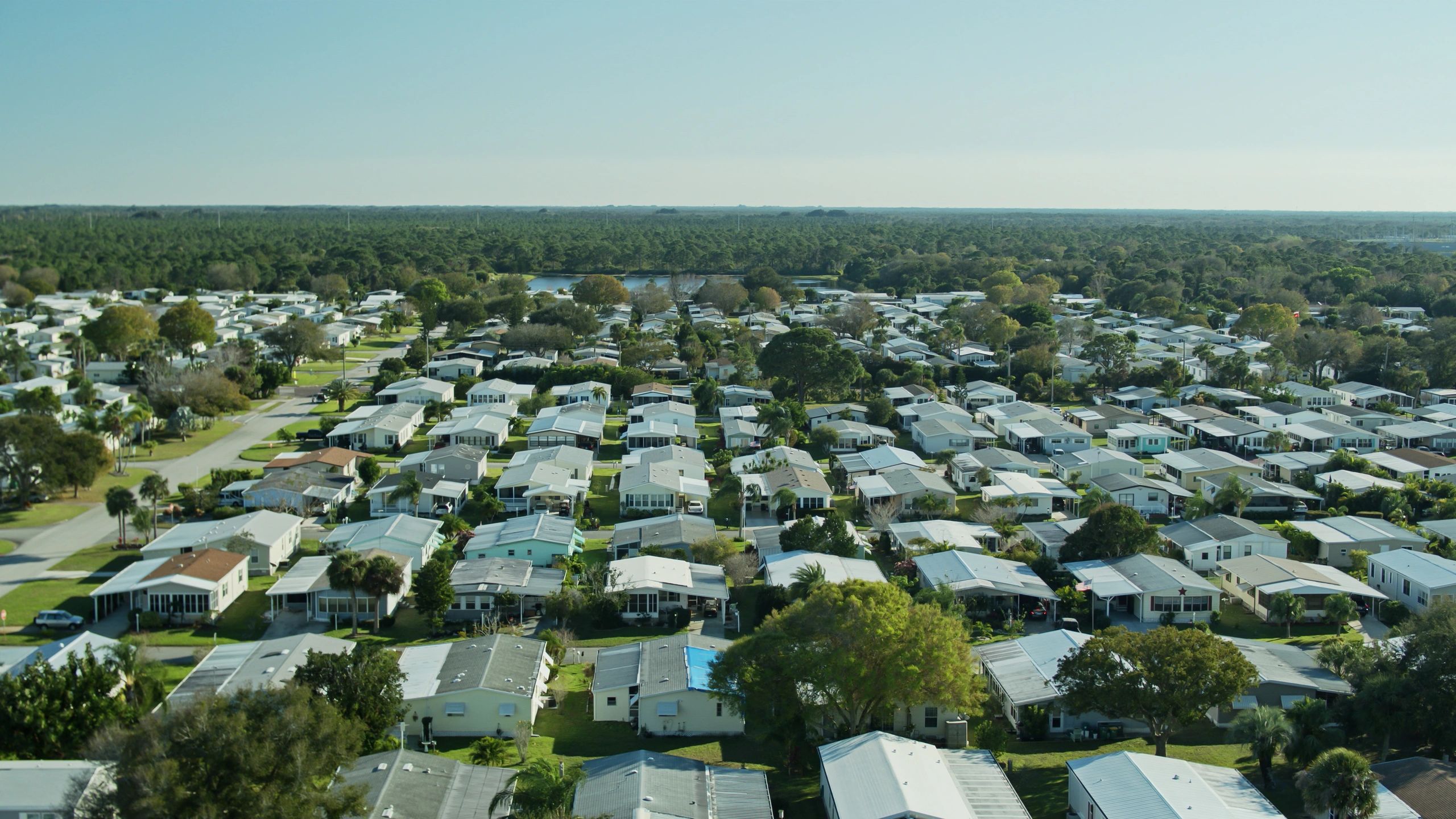 Florida residential neighborhood aerial view